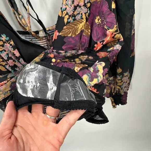 FREE PEOPLE NWT Wanderlust Bodysuit in Black Combo // S - Picture 10 of 13